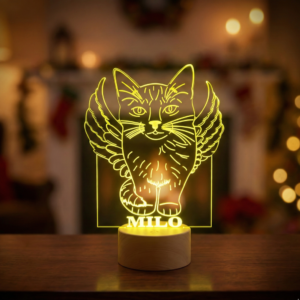 Lámpara Personalizada Mascotas - Gato Ángel con Nombre